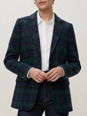 Plaid Tartan Navy Blue Blazer Sz 10 Fits 8 Old Money Preppy Academia Heritage